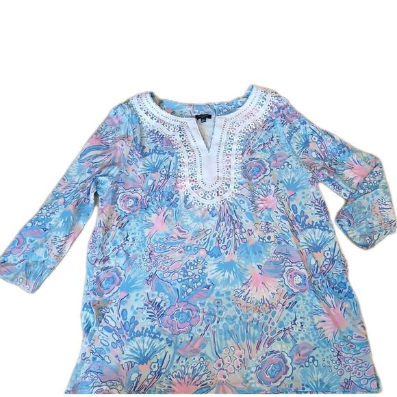 Talbots Top Tunic Women’s Size Large Petite Pima Cotton Popover Moroccan Beach - Picture 1 of 6